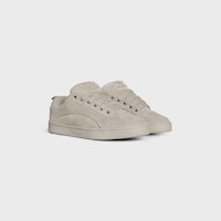 CELINE HUNTINGTON LOW LACE-UP SNEAKER in SUEDE CALFSKIN AND MESH - GREGE -  - 2 | CELINE