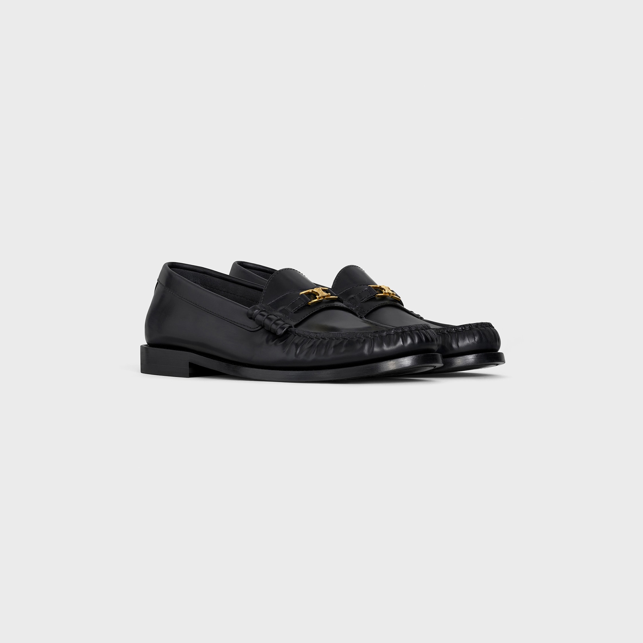 CELINE LUCO LOAFER IN POLISHED BULLSKIN - BLACK | CELINE