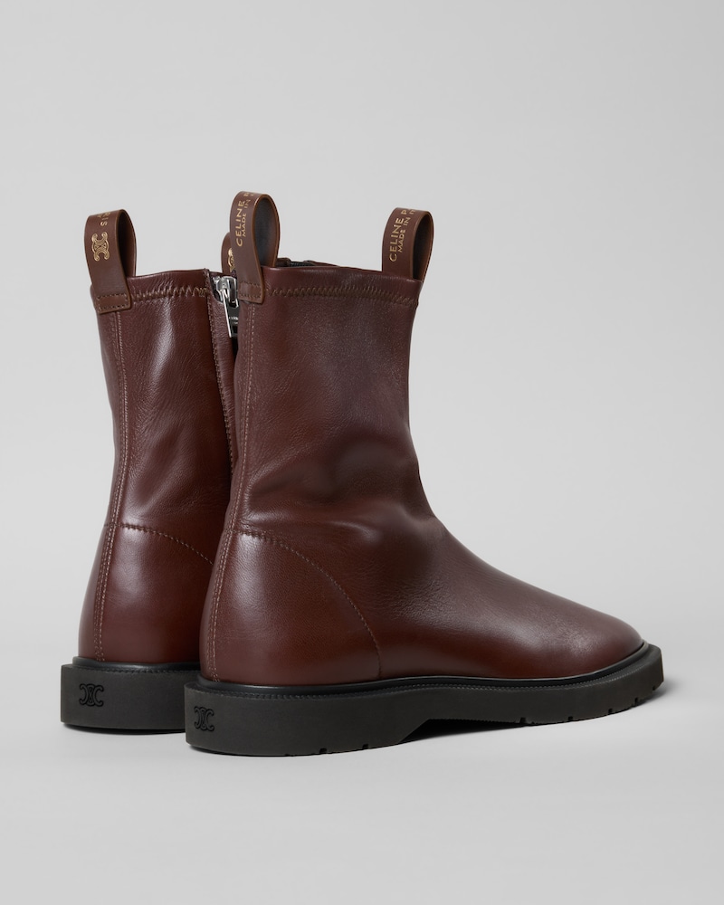 FLOW ZIPPED BOOT IN Stretch Lambskin - DARK BROWN / BLACK -  - 1 | CELINE
