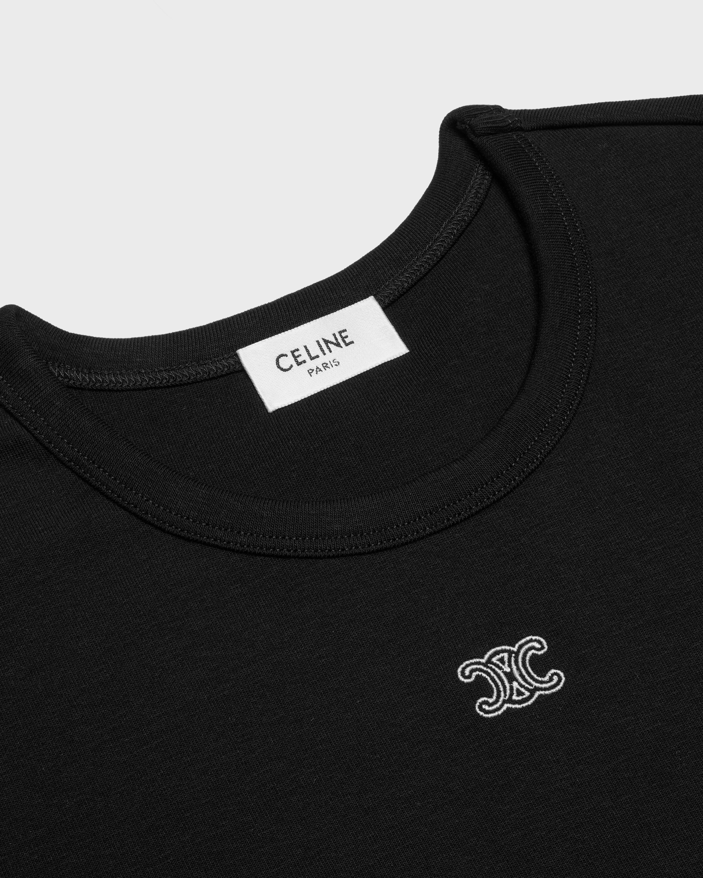 triomphe t-shirt IN RIBBED COTTON JERSEY - BLACK / WHITE | CELINE