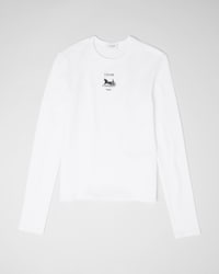 LONG-SLEEVED T-SHIRT IN ribbed cotton jersey - OFF WHITE / BLACK -  - 1 | CELINE