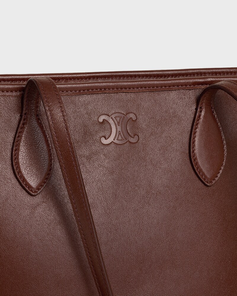 TALL CABAS EN AGNEAU BRILLANT - MARRON fonc&eacute; - HOMME - 1 | CELINE