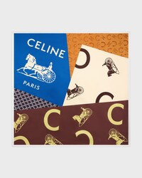 square IN HERITAGE PATCHWORK SILK TWILL - VANILLA/BRIGHT BLUE/BROWN -  - 1 | CELINE