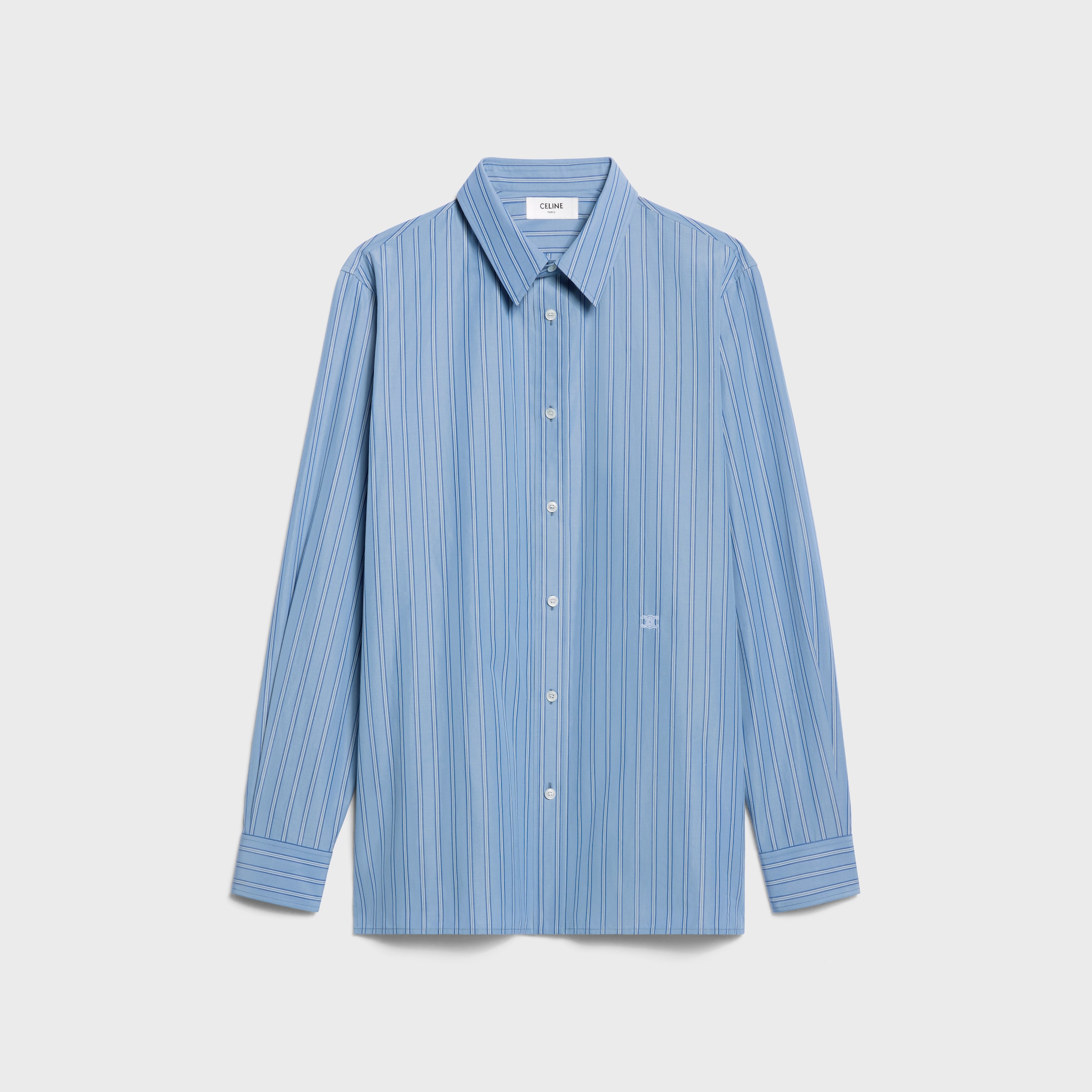CLASSIC SHIRT IN STRIPED COTTON POPLIN - WASH BLUE/BLUE/CHALK | CELINE