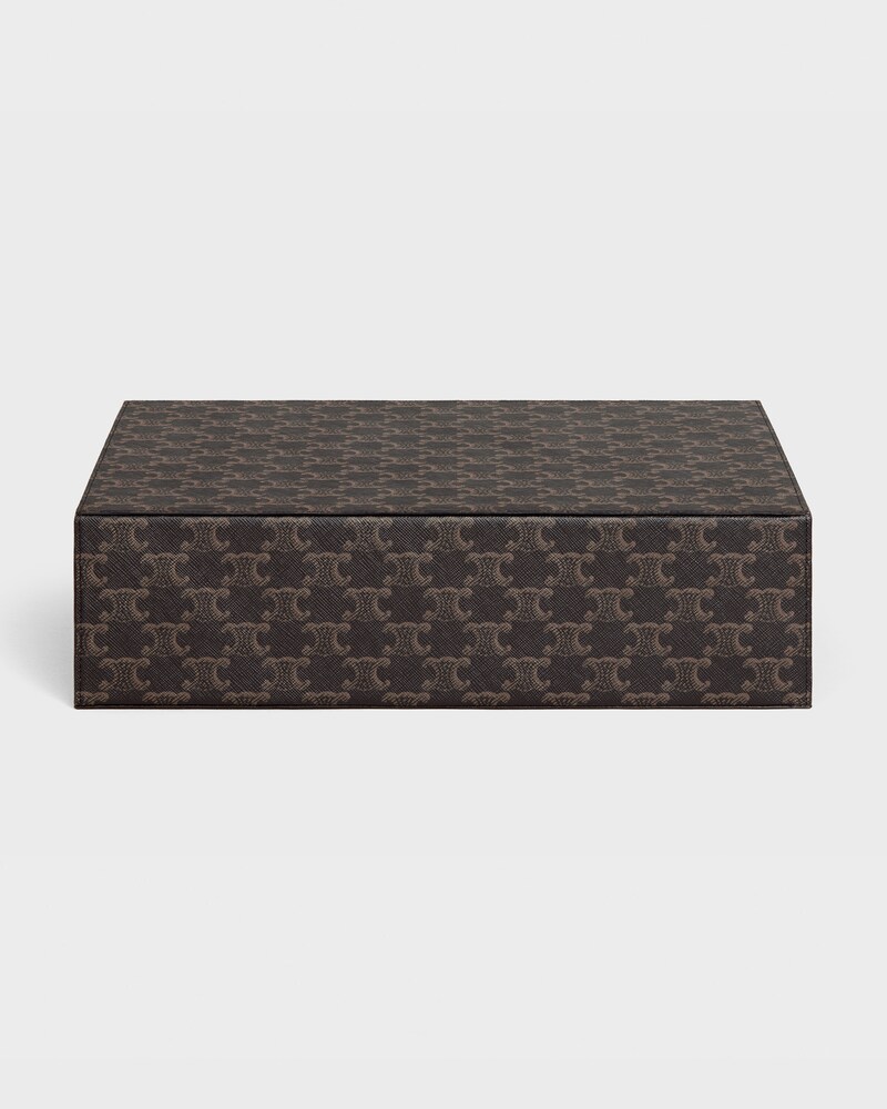 Estuche para material de oficina de lona Triomphe y piel de becerro - TOSTADO - PAPELERÍA - 1 | CELINE