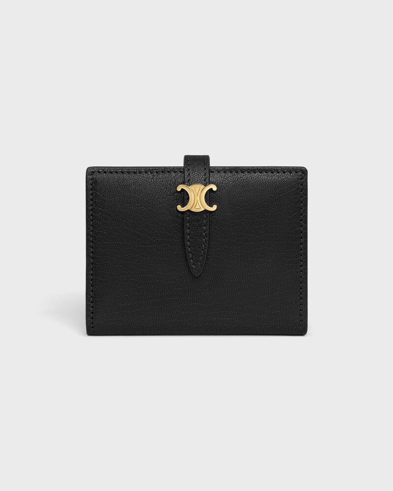BI-FOLD CARD HOLDER TRIOMPHE PONTET IN GOATSKIN - BLACK - NEW - 1 | CELINE