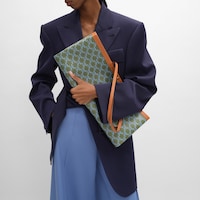 BOLSA SHOPPER GRANDE E PLANA EM Triomphe Canvas - KAKI CLARO / AZUL CÉU - TRIOMPHE CANVAS - 2 | CELINE