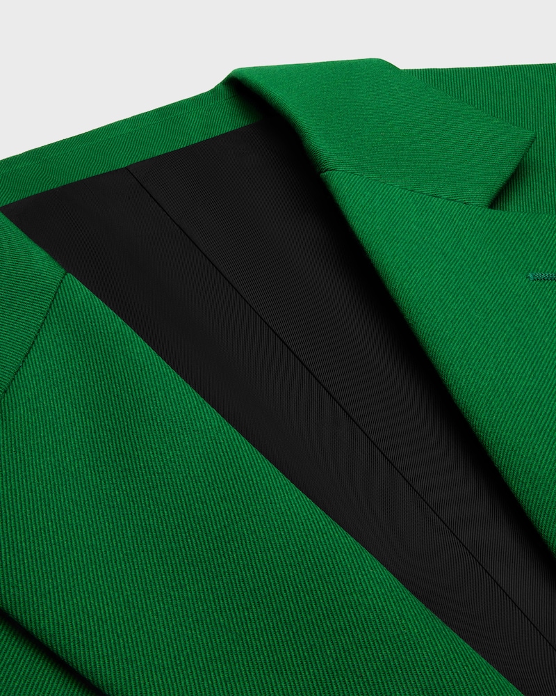 Giacca colonne in lana con trama diagonale - VERDE BOTTIGLIA -  - 1 | CELINE