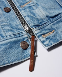 trucker jacket IN cotton denim - CLEAR WATERFALL + PATCH BROWN -  - 2 | CELINE