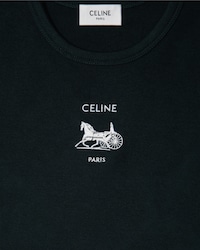 ロングスリーブ Tシャツ / リブ編みコットンジャージー - ブラック / ホワイト -  - 2 | CELINE