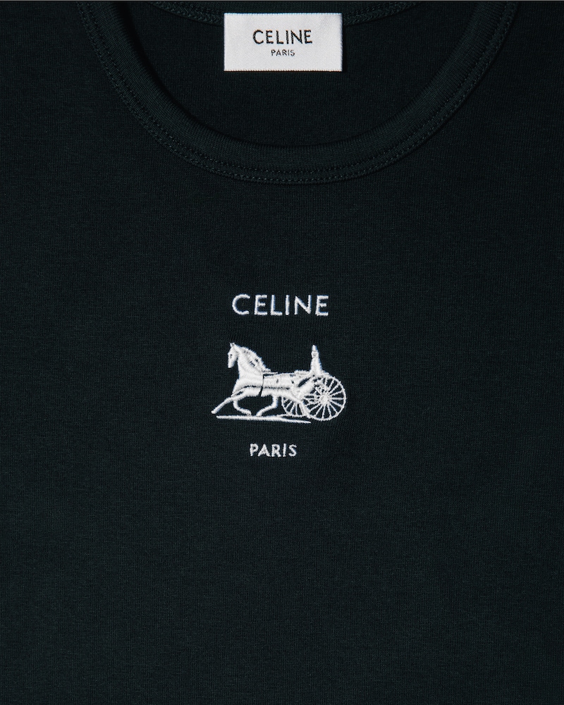 ロングスリーブ Tシャツ / リブ編みコットンジャージー - ブラック / ホワイト -  - 1 | CELINE