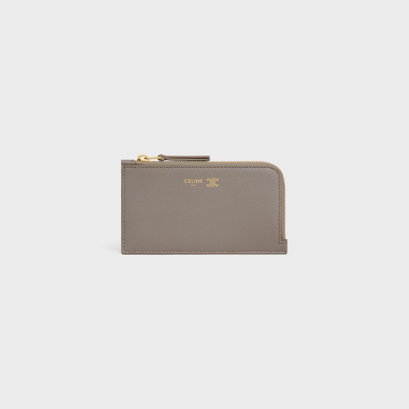 LONG ZIPPED CARD HOLDER IN SUPPLE GRAINED CALFSKIN - PEBBLE / LIGHT BLUE - NEW - 1 | CELINE