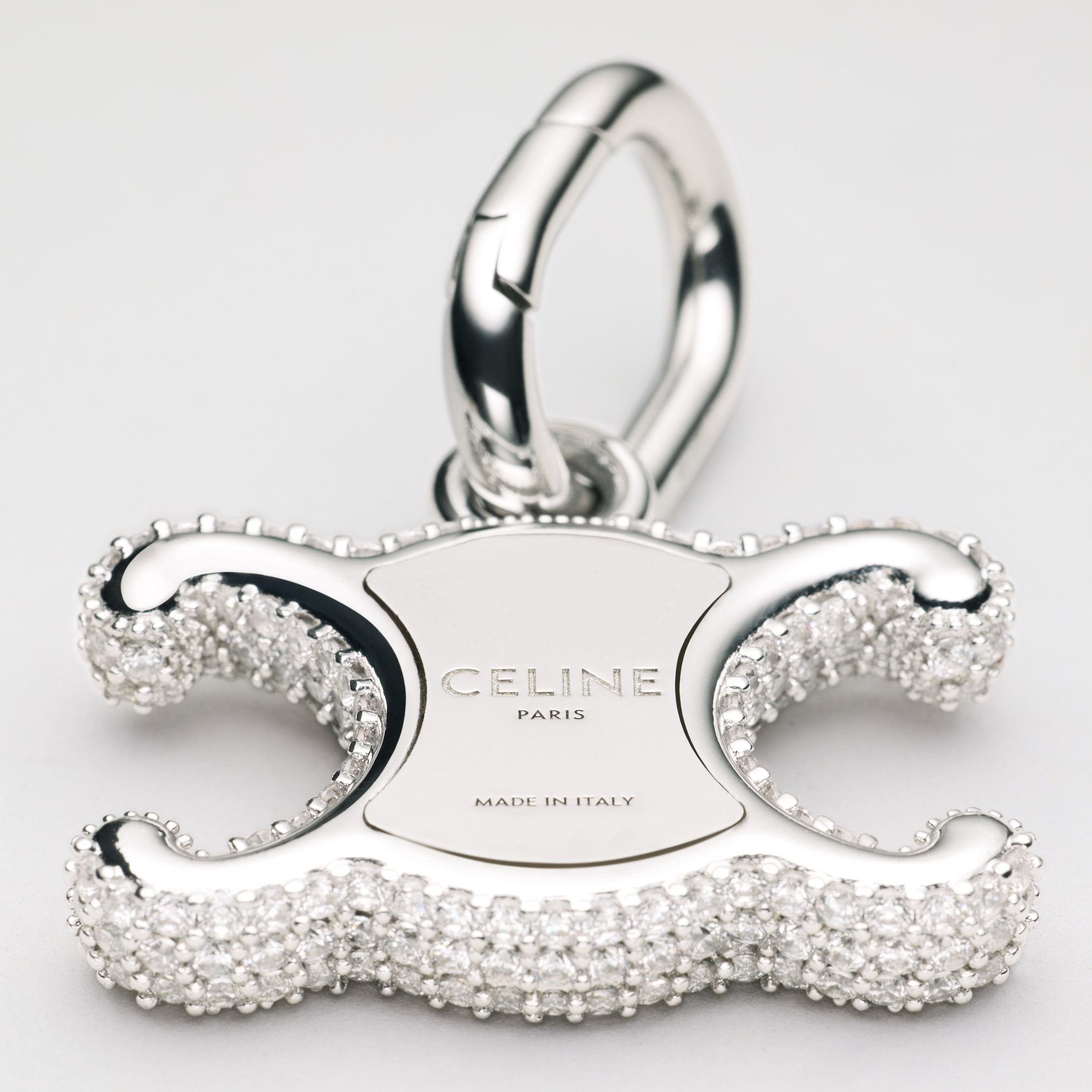 Celine Charms Triomphe in Strass and Brass with Rhodium Finish