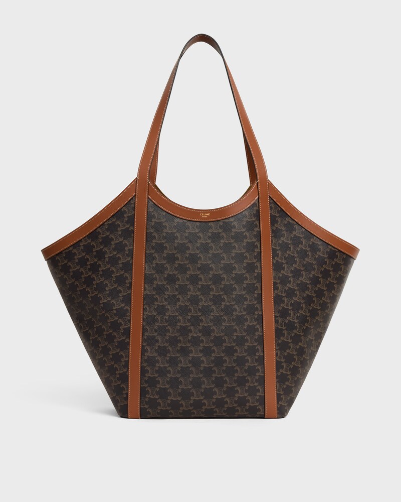 LARGE CABAS IN Triomphe canvas and calfskin - TAN | CELINE