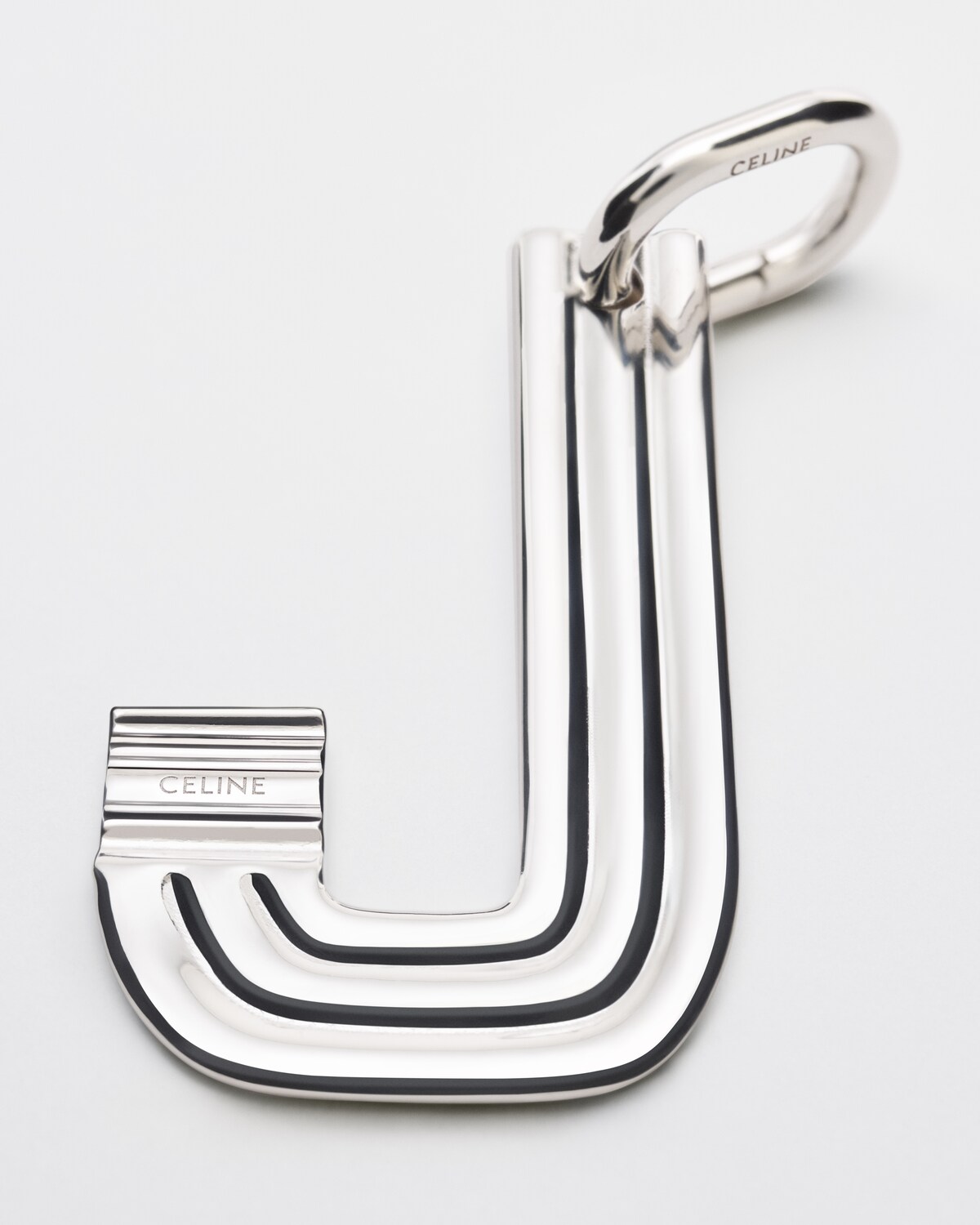 ALPHABET CHARMS J LETTER IN BRASS WITH RHODIUM FINISH - SILVER | CELINE