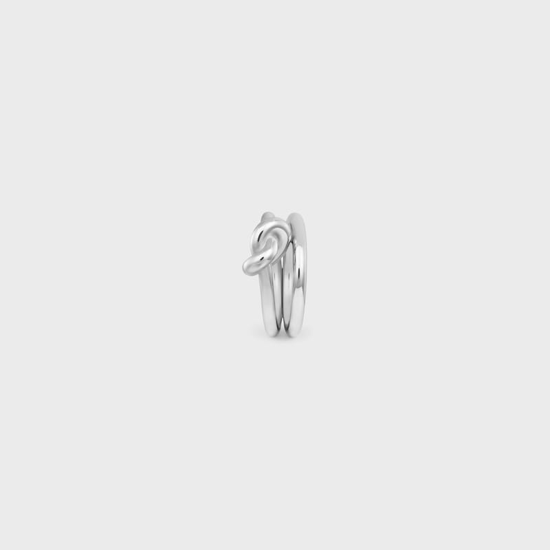 Knot Double Ring in Brass with Rhodium Finish - SILVER -  - 1 | CELINE