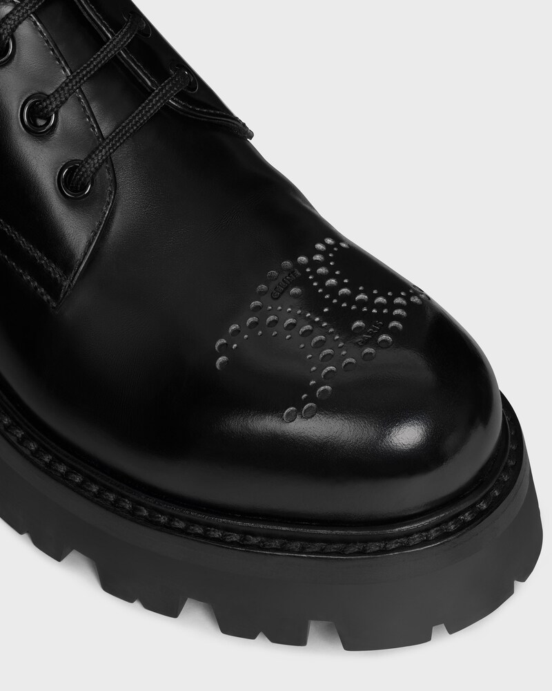CELINE TRIOMPHE RANGERS DERBY WITH PERFORATED TRIOMPHE in POLISHED BULL - BLACK -  - 1 | CELINE