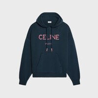 hooded sweater IN RIBBED COTTON - NAVY -  - 1 | CELINE