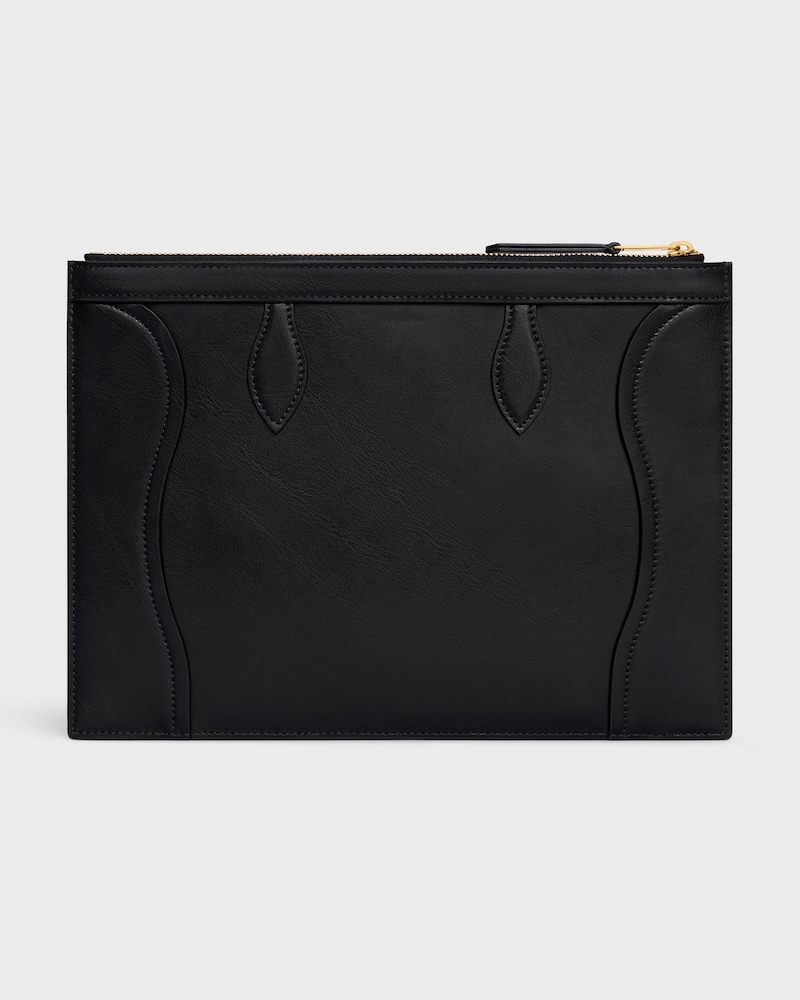 MEDIUM POUCH IN GLOSSY CALFSKIN - BLACK - NEW - 1 | CELINE