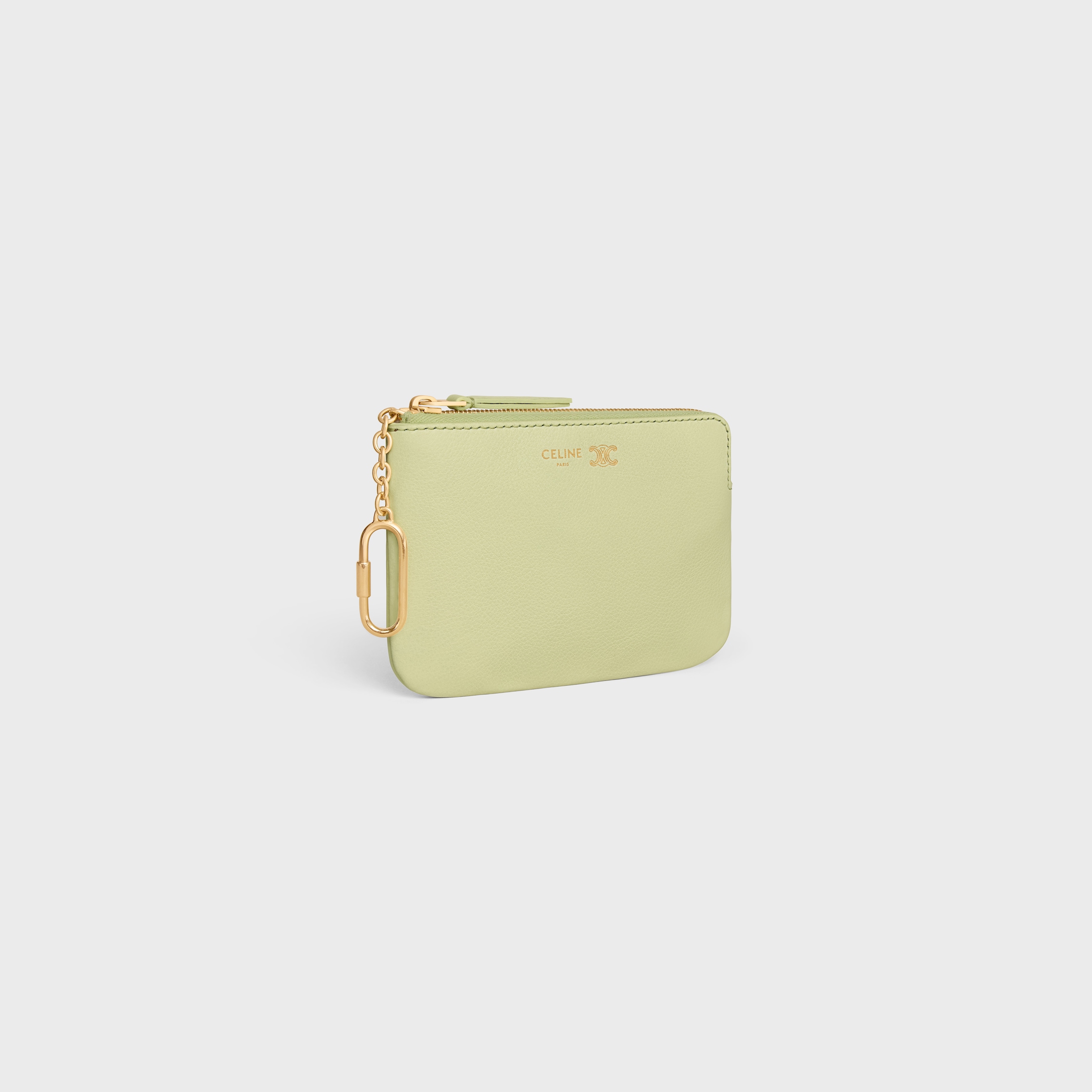 COIN PURSE TRIOMPHE STAMP IN SUPPLE GRAINED CALFSKIN - SOFT LIME