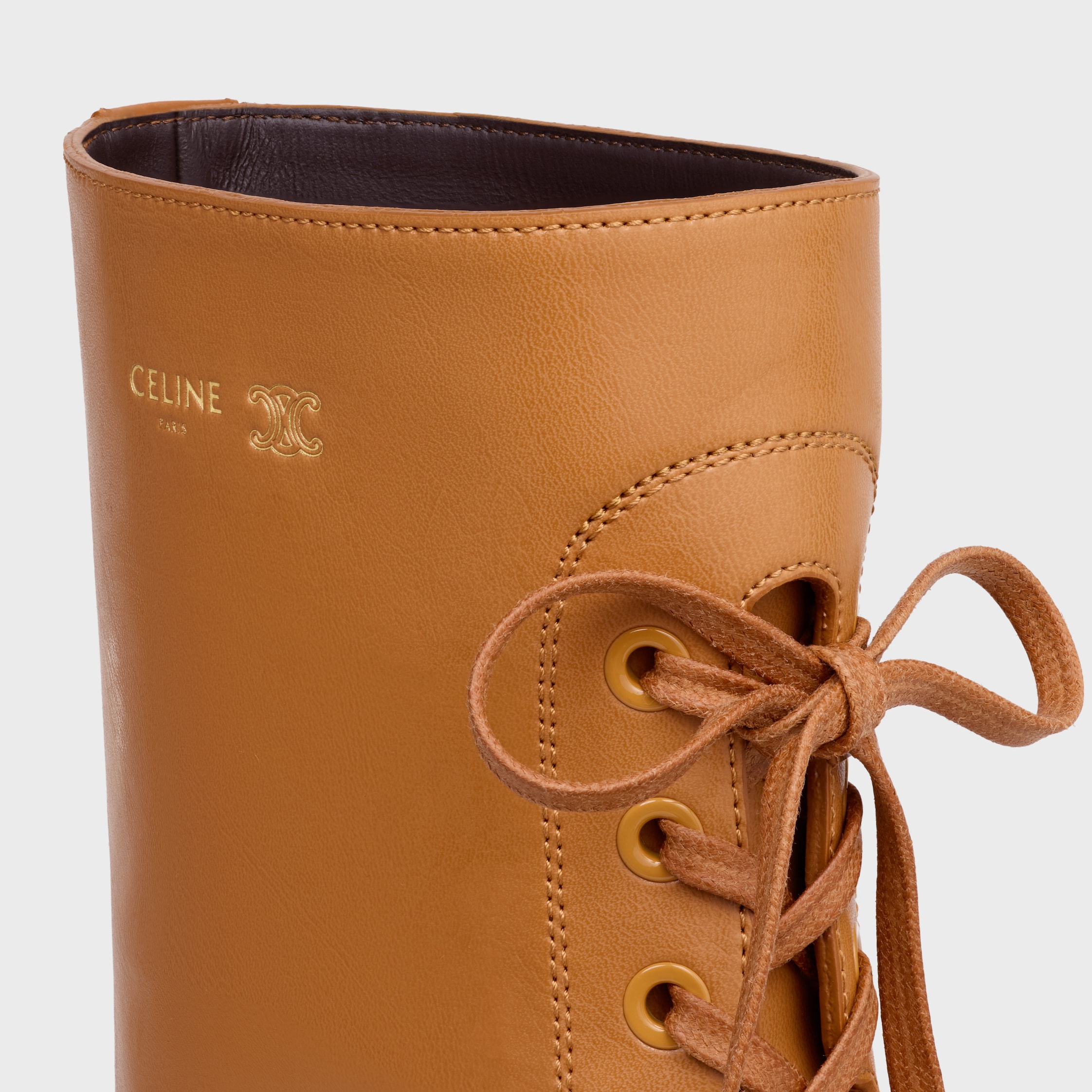 AUSTIN LACE-UP BOOT IN SHINY CALFSKIN - SAHARA | CELINE