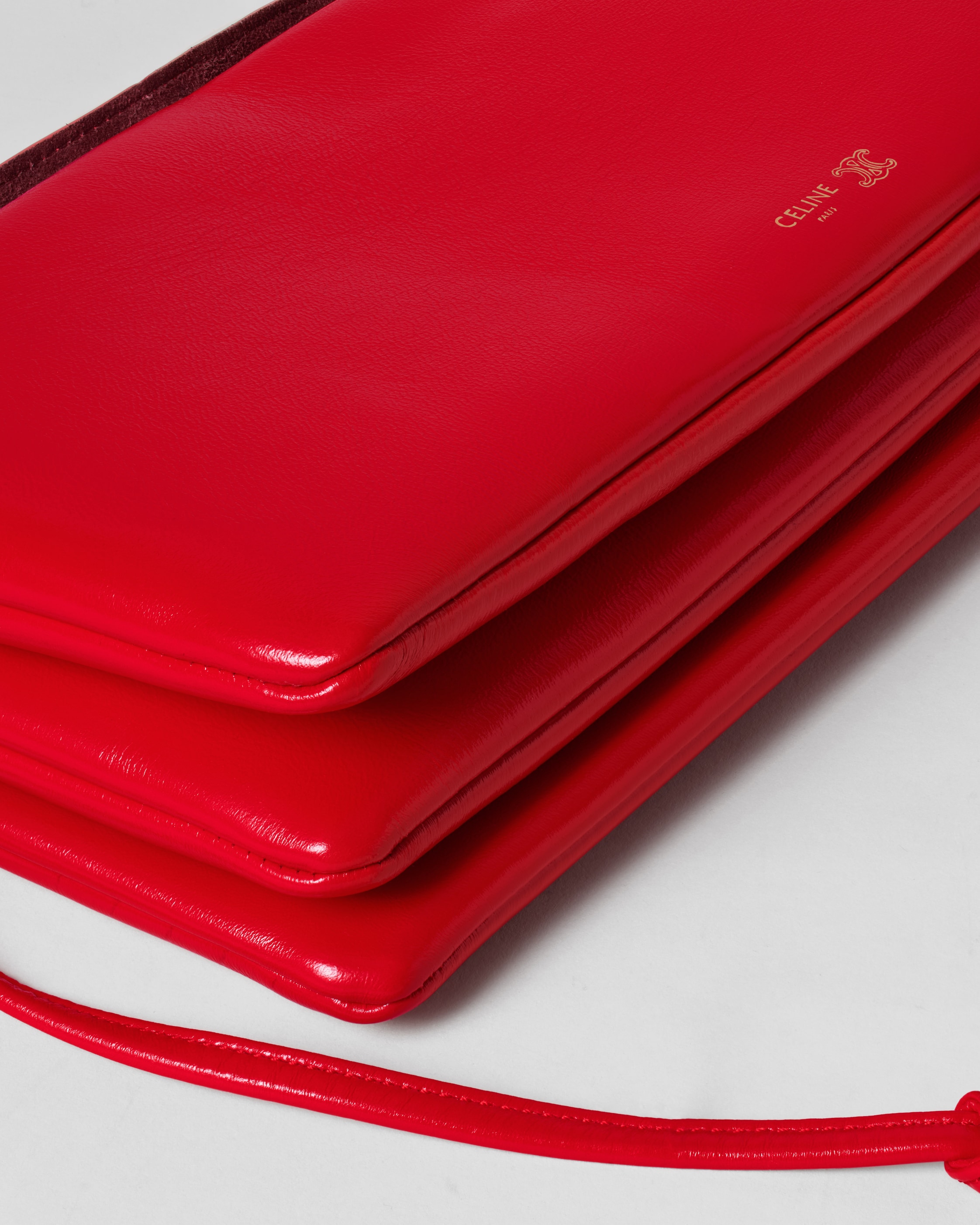 TRIO EAST WEST IN GLOSSY LAMBSKIN - CHILI RED | CELINE