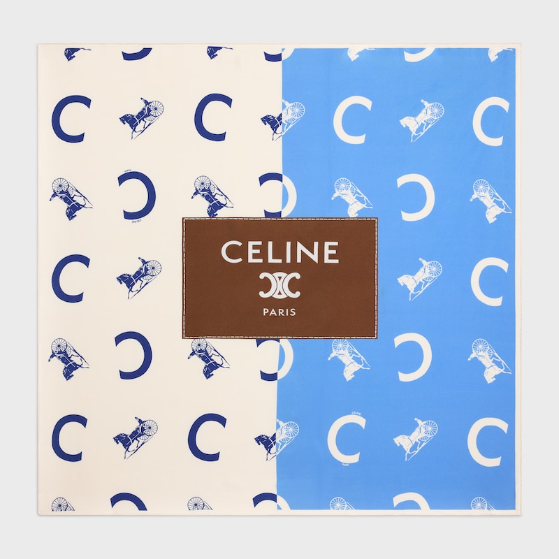 square IN silk twill - OFFWHITE/ BLUE SKY -  - 1 | CELINE