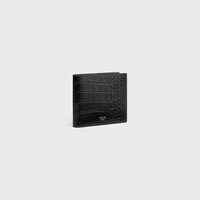 Bi-fold Wallet IN Crocodile Embossed Calfskin - Black - WALLETS - 2 | CELINE