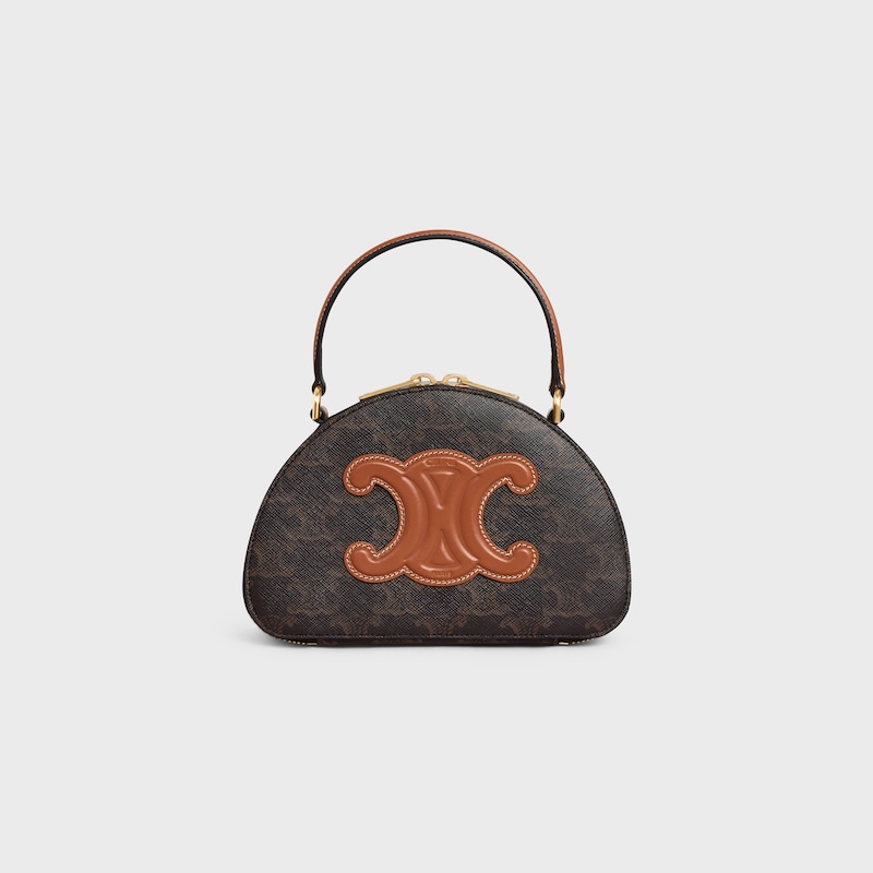 HALF MOON CASE IN triomphe canvas and calfskin - TAN - ESSENTIAL GIFTS - 1 | CELINE