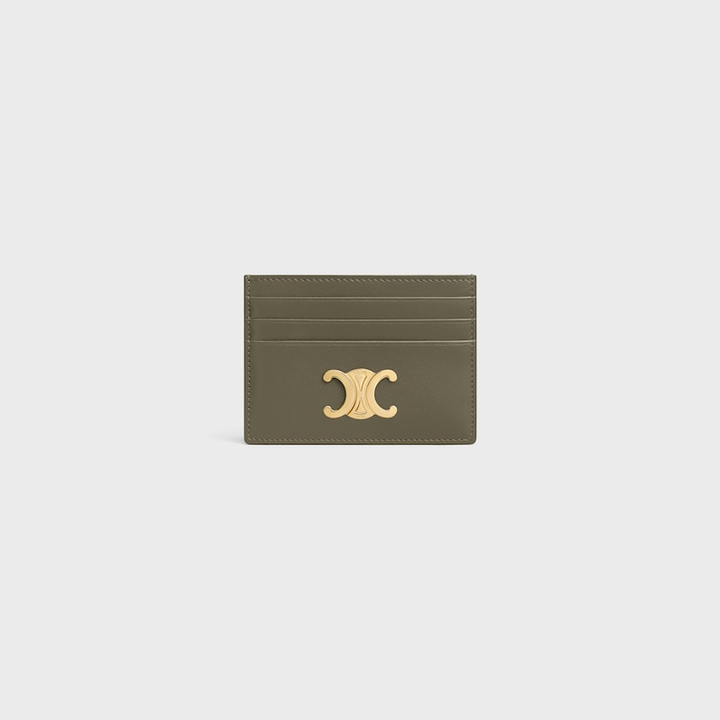 CARD HOLDER TRIOMPHE IN Shiny calfskin - GOLDEN KHAKI - CARD HOLDERS - 1 | CELINE