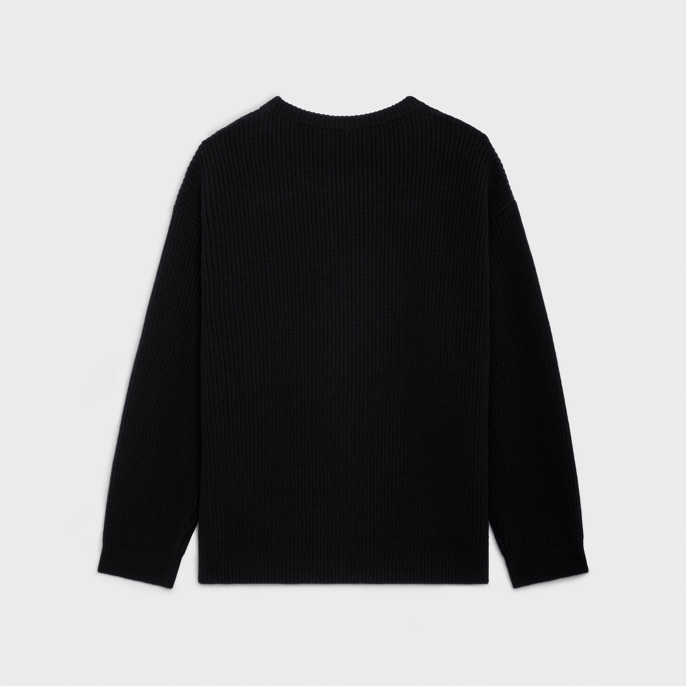 celine oversized sweater in ribbed wool - BLACK | CELINE