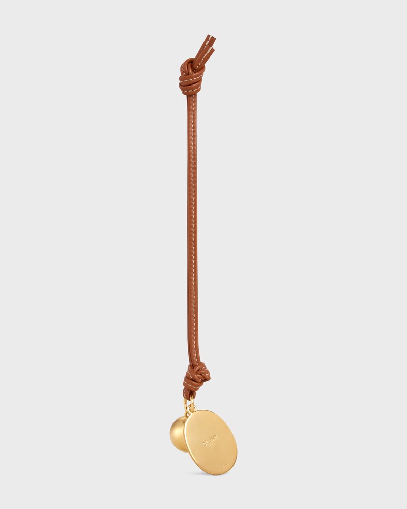 MAISON CELINE MEDALLION CHARM IN SMOOTH LAMBSKIN AND METAL - TAN - BAG CHARMS - 1 | CELINE