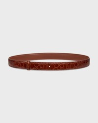 Reversible Strap 25MM IN TAURILLON LEATHER AND CROCODILE EMBOSSED CALFSKIN - RED WOOD -  - 1 | CELINE