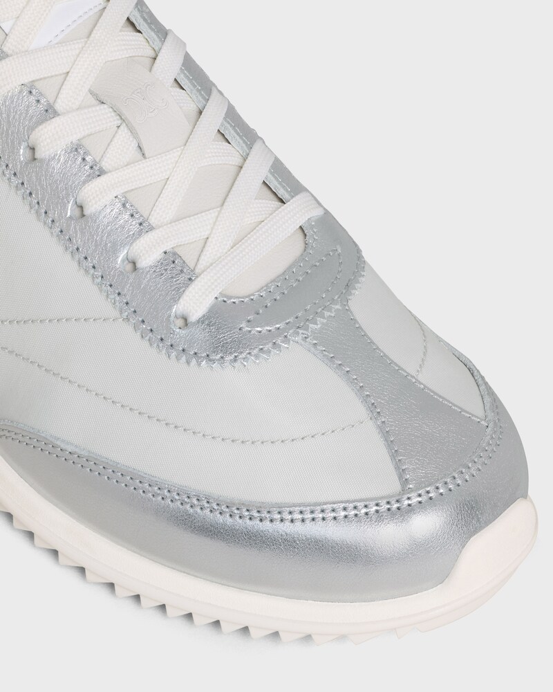 SNEAKER RACER EN NYLON, CUIR DE VEAU LAMINÉ ET CUIR DE VEAU - GRIS CLAIR/ARGENTÉ -  - 1 | CELINE