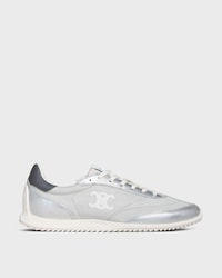 CELINE RACER NIEDRIGER SCHNÜR-SNEAKER MIT TRIOMPHE AUS NYLON, LAMINIERTEM KALBSLEDER UND KALBSLEDER - HELLGRAU / SILBER -  - 1 | CELINE