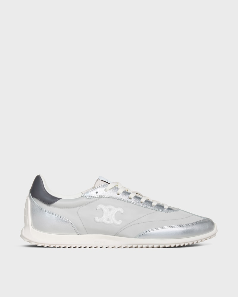 SNEAKER RACER EN NYLON, CUIR DE VEAU LAMINÉ ET CUIR DE VEAU - GRIS CLAIR/ARGENTÉ -  - 1 | CELINE