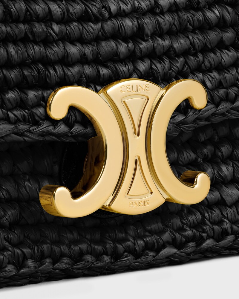 LITTLE HALFMOON SOFT TRIOMPHE IN Raffia and lambskin - BLACK - SOFT TRIOMPHE - 1 | CELINE