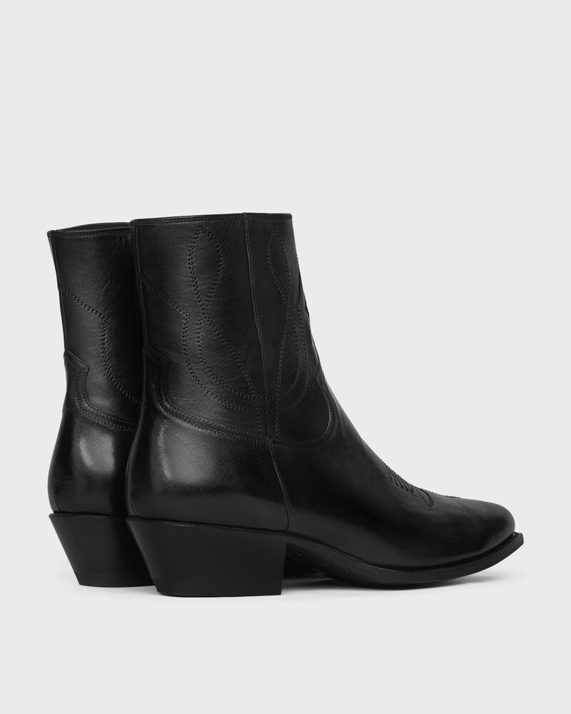 CELINE WESTERN ZIPPED BOOTS in Calfskin - BLACK -  - 1 | CELINE