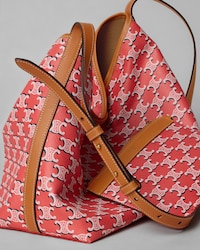 SOFT SHOPPER BAG IN TRIOMPHE CANVAS AND CALFSKIN - RED / BLACK / WHITE - ALL BAGS - 3 | CELINE