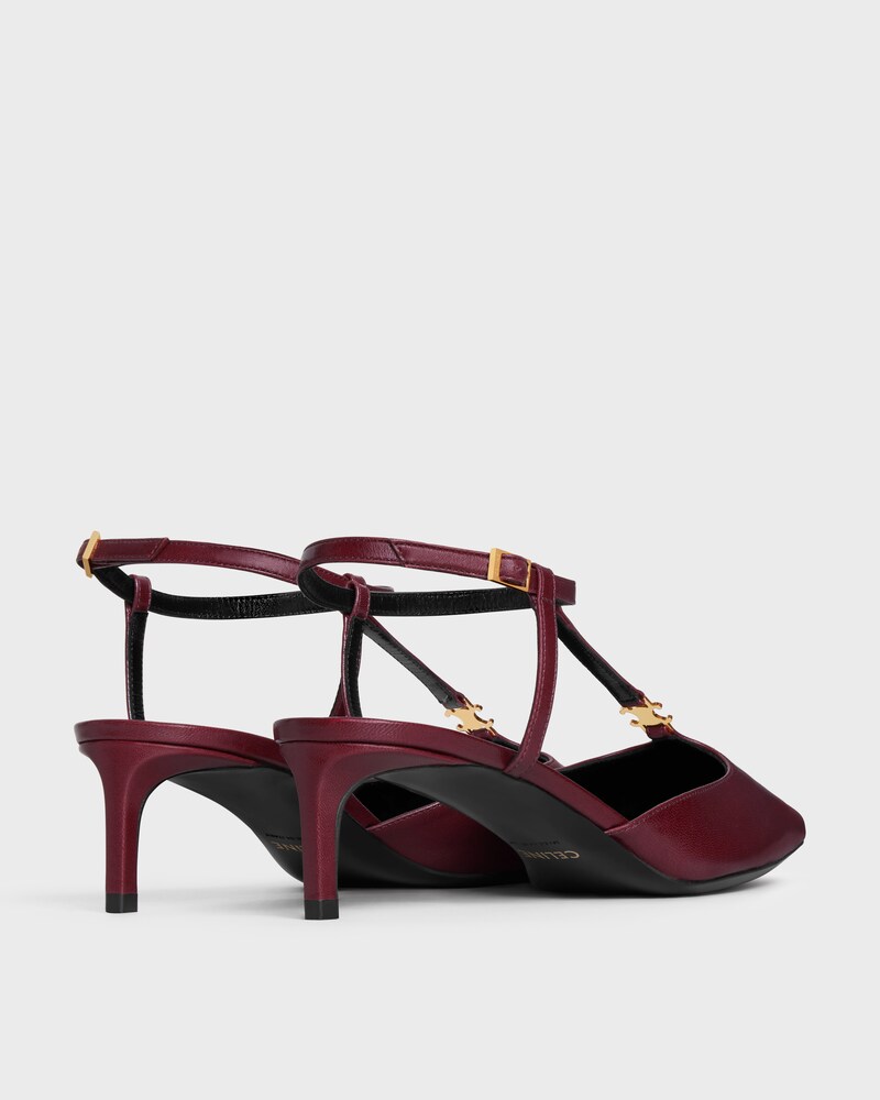 CELINE KITTEN T-BAR STRAP PUMP in LAMBSKIN - OXBLOOD -  - 1 | CELINE
