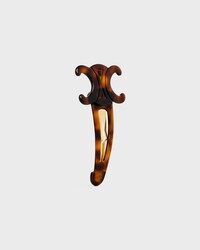 Celine Large Snap Hair Clip in Acetate and Steel - DARK HAVANA / GOLD - HAIR ACCESSORIES - 2 | CELINE