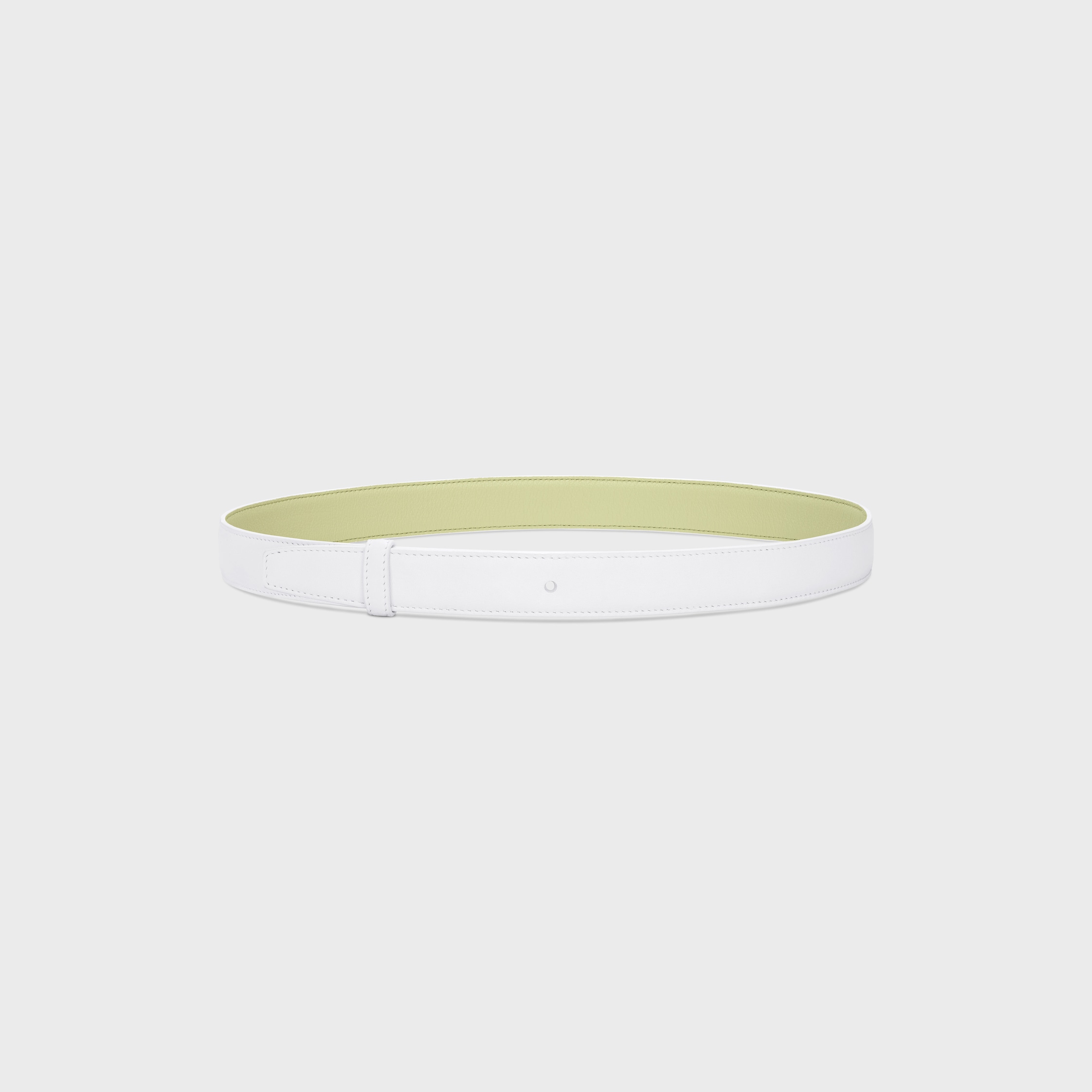 REVERSIBLE STRAP 25 IN SMOOTH AND GRAINED CALFSKIN - ULTRA WHITE