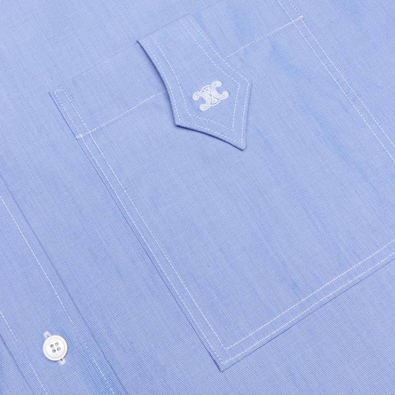 loose shirt IN cotton poplin - BLEU -  - 1 | CELINE