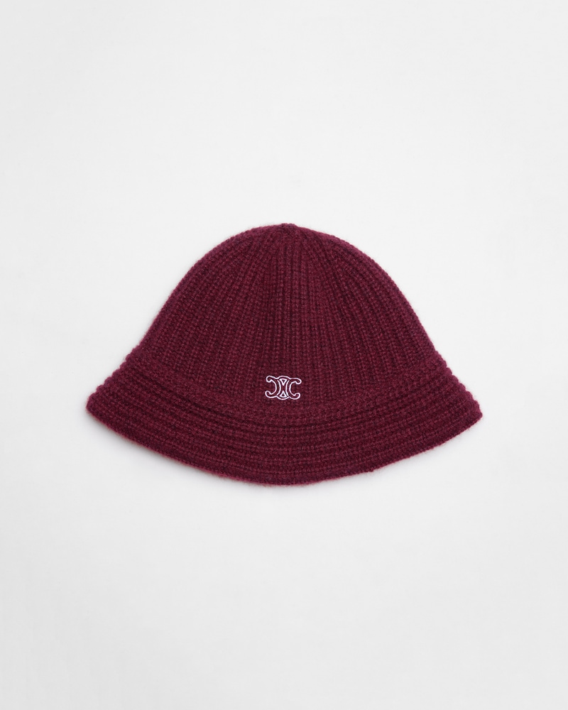 RIBBED CASHMERE BUCKET - BURGUNDY -  - 1 | CELINE