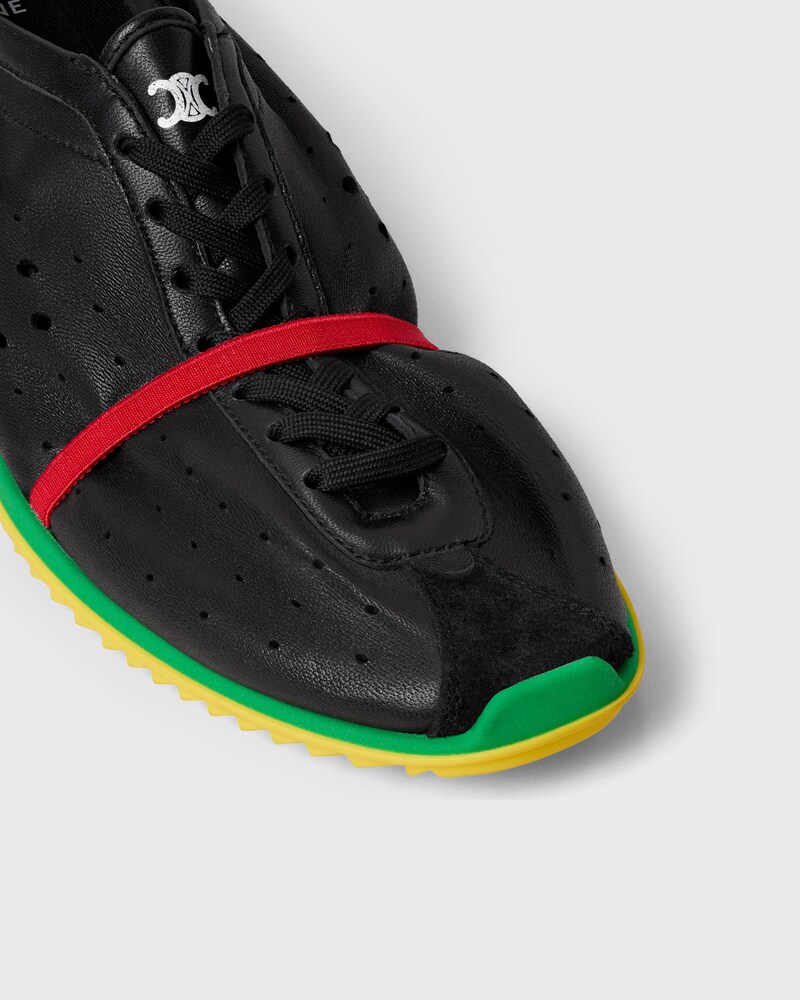SOFT SNEAKER IN STRETCH LAMBSKIN, SUEDE CALFSKIN AND LAMBSKIN - BLACK/BRIGHT YELLOW/GREEN -  - 1 | CELINE