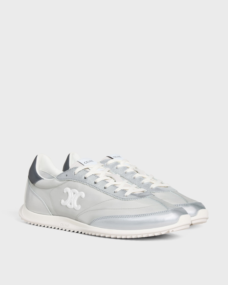 SNEAKER RACER EN NYLON, CUIR DE VEAU LAMINÉ ET CUIR DE VEAU - GRIS CLAIR/ARGENTÉ -  - 1 | CELINE
