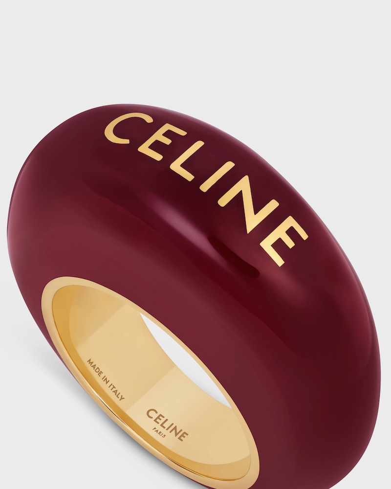 Celine Sulky Ring in Enamel and Brass with Gold Finish - GOLD / BURGUNDY -  - 1 | CELINE