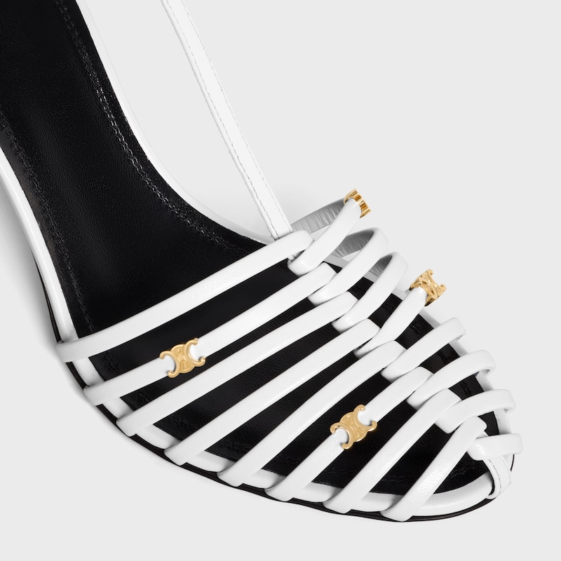 CAGE HEELED SANDAL IN GOATSKIN - Ultra White -  - 1 | CELINE