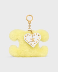TRIOMPHE pom-pom Charm IN Shearling & Calfskin - JAUNE/BLANC - CHARMS AND ACCESSORIES - 1 | CELINE