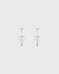 Triomphe Sparkle Hoops in Strass and Brass with Rhodium Finish - SILVER - TRIOMPHE - 2 | CELINE